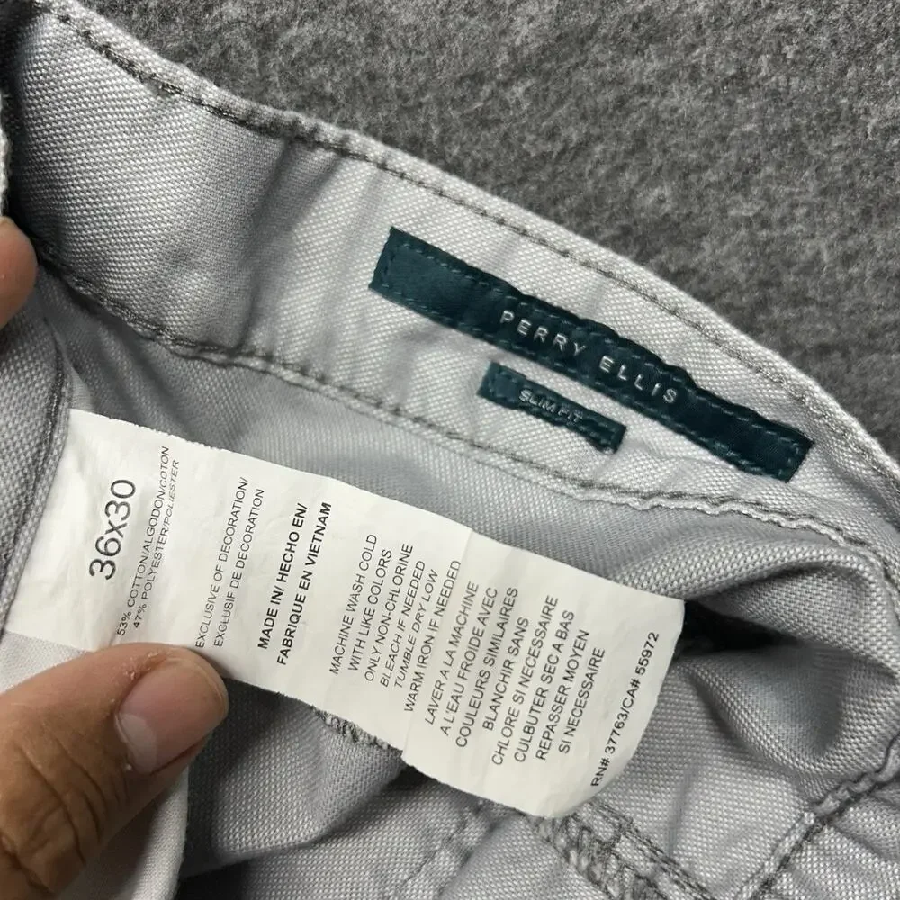 Perry Ellis America Men's Slim Fit Chino Pants Gray‎ Size 36X30 - Picture 5 of 6